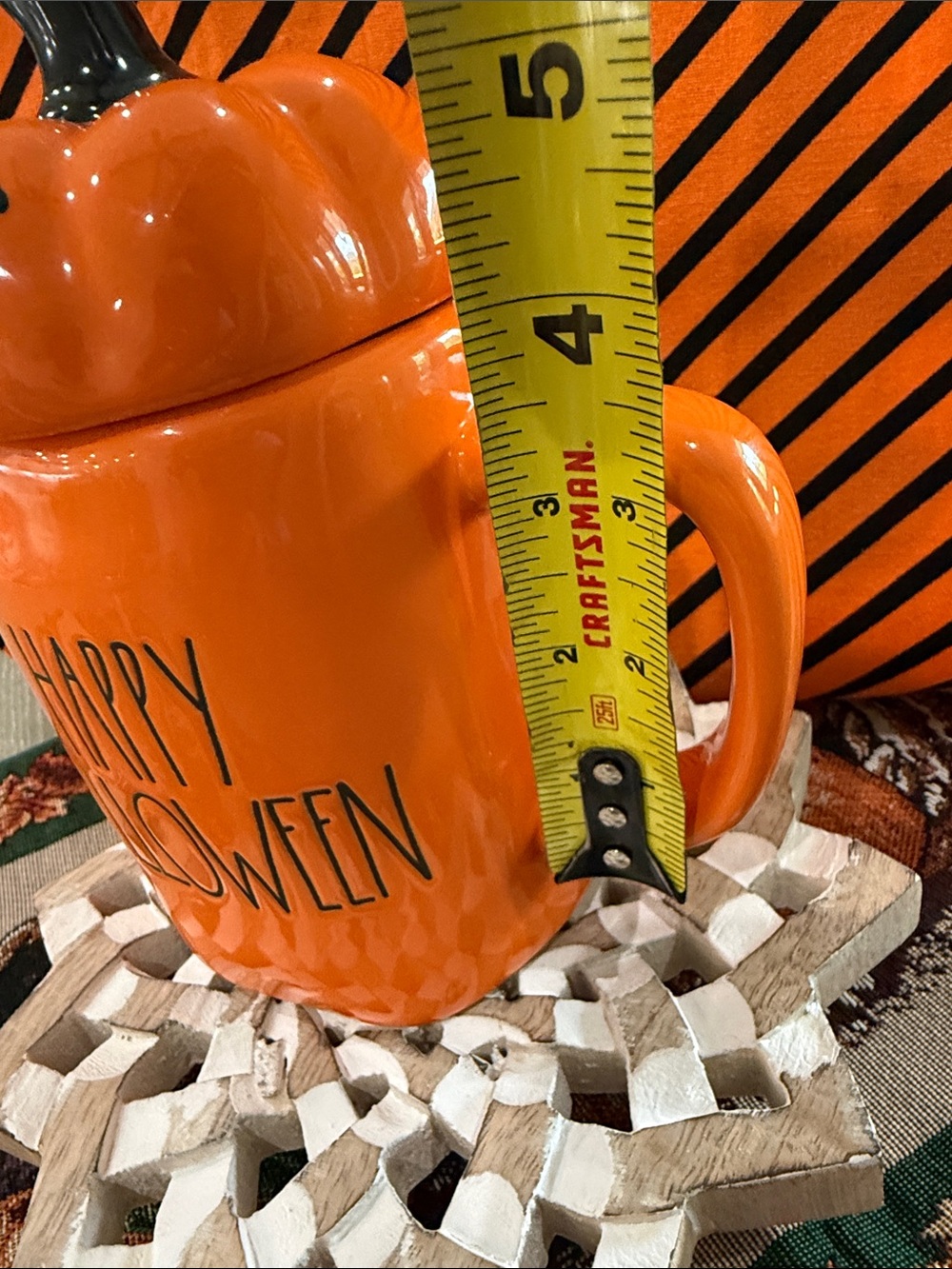 BRAND NEW RAE DUNN MUGS W/Happy Halloween & Pumpkin Lid Vivid Orange SET/2 NWT - Picture 10 of 12